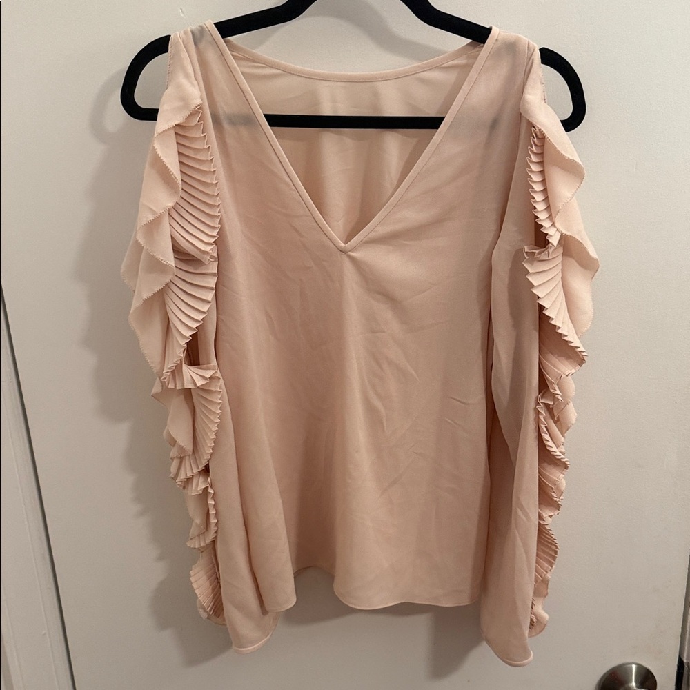 Marchesa Voyage Blush Ruffle MED Elegant Ruffle Sleeve Top - Picture 6 of 8